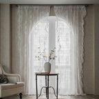Retro Transparent Lace Gauze Curtain Ruffled Balcony Bay Window White Sand Partition Wave Pastoral Curtain
