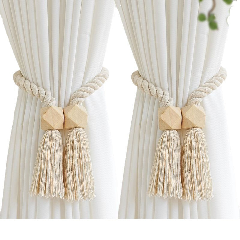 Hot New Cross-border Source Pastoral Curtain Tie Log Strong Magnetic Non-perforated Magnetic Tie Buckle Tie Rope Tie