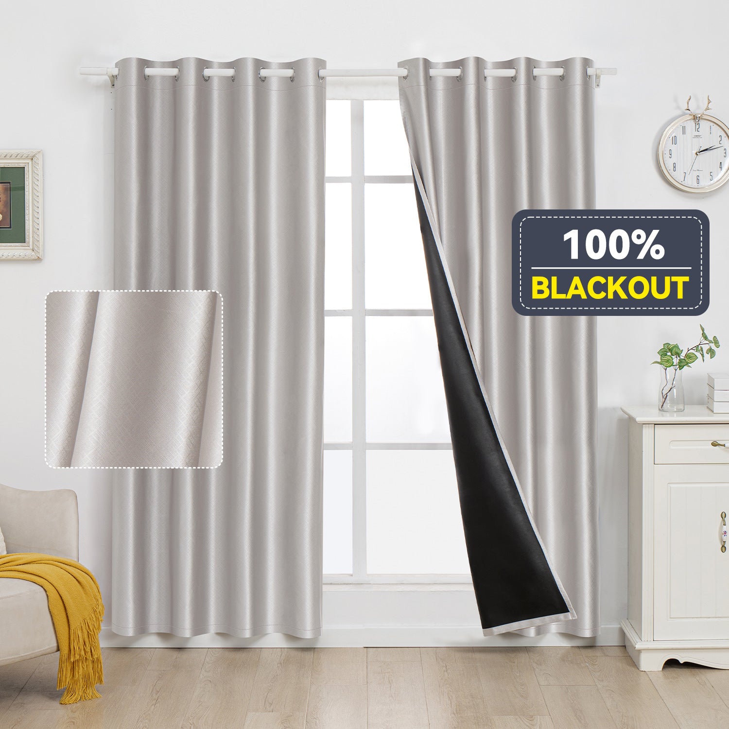 Cross-border Amazon foreign trade perforated curtains full shading cloth embossed curtains finished products