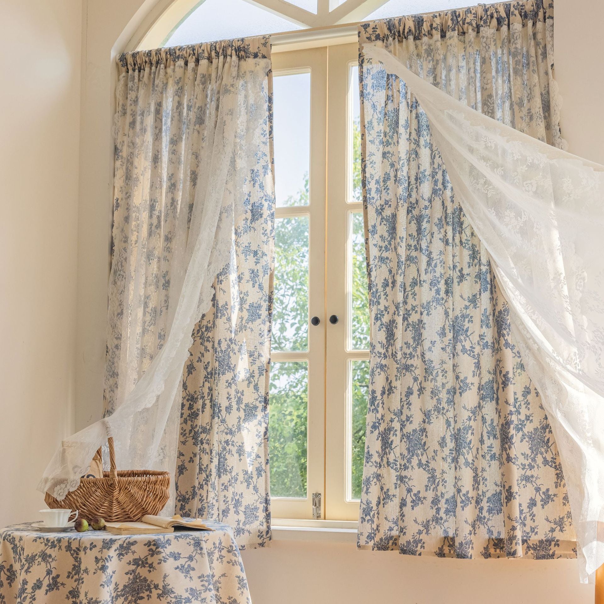 Grey Printed Curtain Sketch Semi-Shading Short Design Fresh Style Direct from Factory