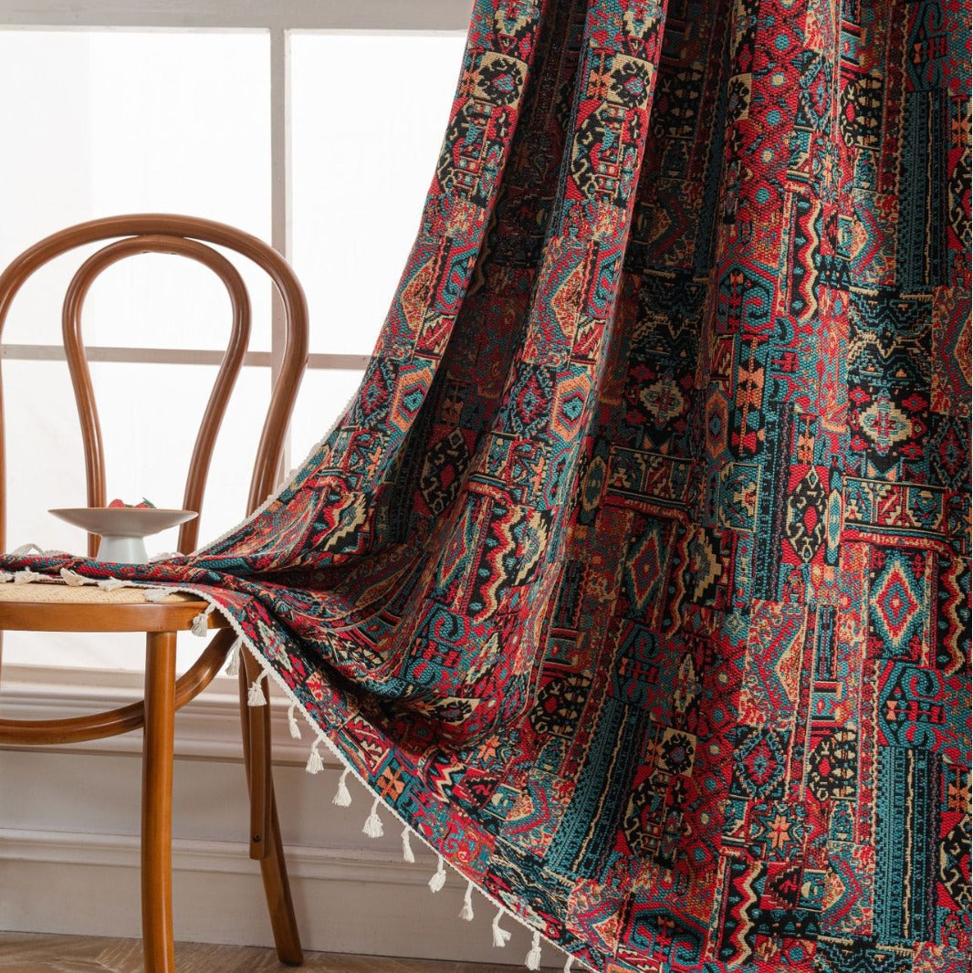 Jacquard Flower Bird Graphic Curtain for Kitchen Semi-Shaded Bay Window Treatment Factory Direct Supply