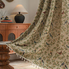 Jacquard Flower Bird Graphic Curtain for Kitchen Semi-Shaded Bay Window Treatment Factory Direct Supply