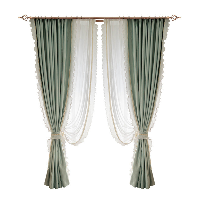 French Mulberry Silk Romantic Princess Lace Curtain Fabric High Precision Silk High Temperature Shaped Curtain Finished Products