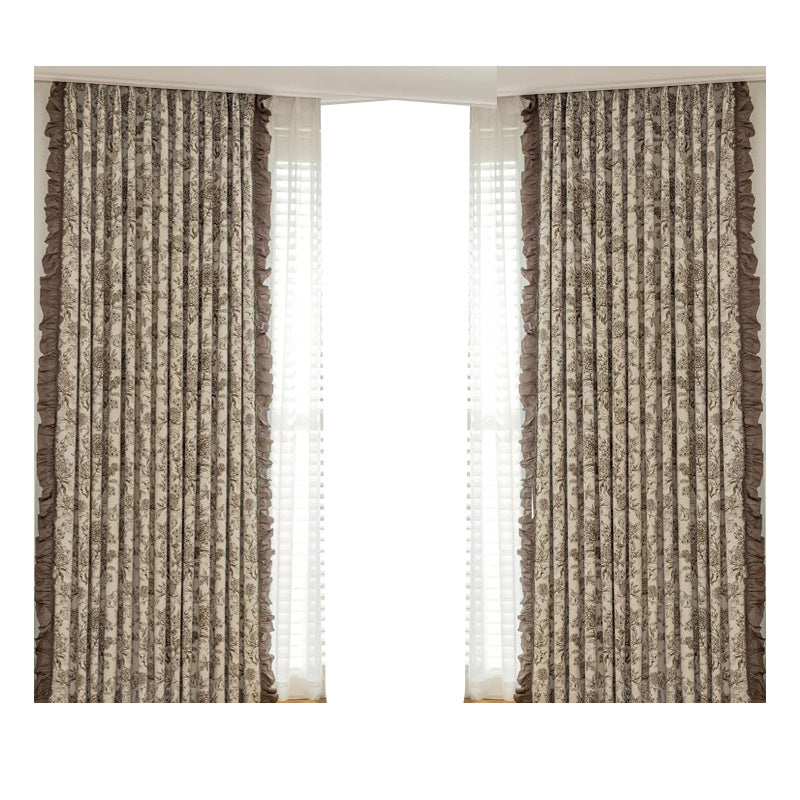 2025 New Arrival Middle French Style Chenille Jacquard Curtain Blackout Retro Bedroom Living Room Advanced Sense Tasha Garden