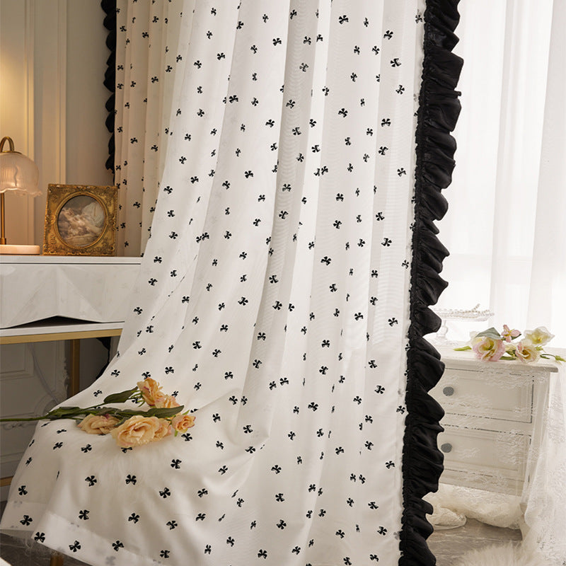 Hepburn style French retro romantic Chanel style lace curtain design sense window screen curtain sweet girl room curtain
