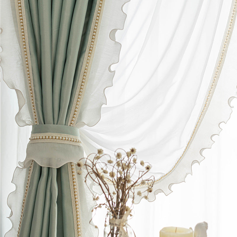 French Mulberry Silk Romantic Princess Lace Curtain Fabric High Precision Silk High Temperature Shaped Curtain Finished Products