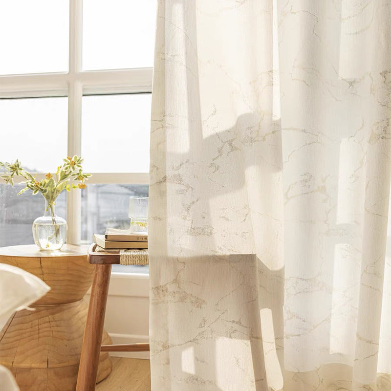 Marbling window screen gauze curtain living room dining room balcony transparent gauze curtain thickened window screen white gauze sun protection