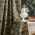 French Curtain Retro Style Thickened Green Floral Curtain Finished Semi-Shaded Green Monet Oil Painting
