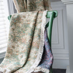 Shades Curtain Green Oil Painting Flower Kitchen Curtain American Country Noise-Reducing Curtains  Bay Window Curtain Finished Semi-shading