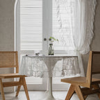 Retro Transparent Lace Gauze Curtain Ruffled Balcony Bay Window White Sand Partition Wave Pastoral Curtain