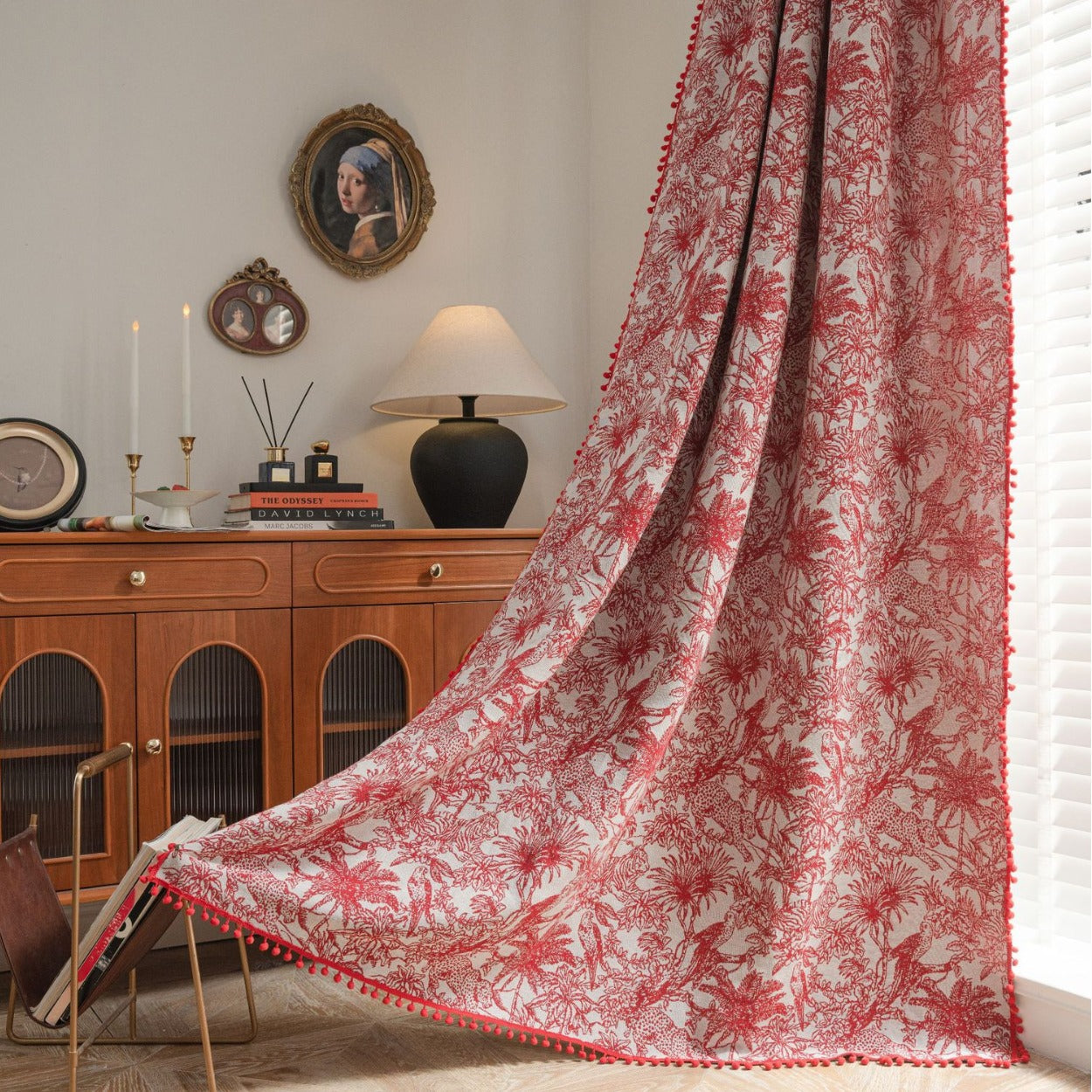 Jacquard Flower Bird Graphic Curtain for Kitchen Semi-Shaded Bay Window Treatment Factory Direct Supply