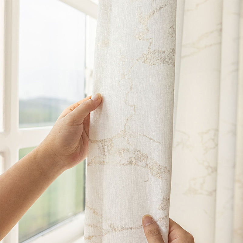 Marbling window screen gauze curtain living room dining room balcony transparent gauze curtain thickened window screen white gauze sun protection