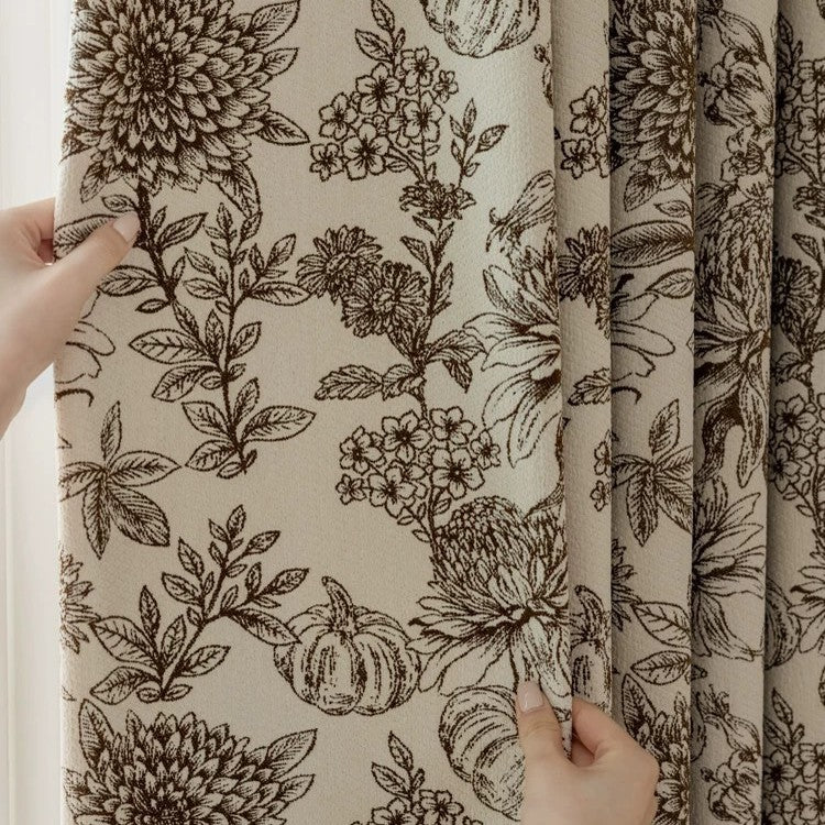 2025 New Arrival Middle French Style Chenille Jacquard Curtain Blackout Retro Bedroom Living Room Advanced Sense Tasha Garden