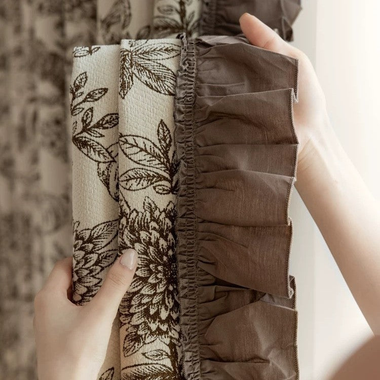 2025 New Arrival Middle French Style Chenille Jacquard Curtain Blackout Retro Bedroom Living Room Advanced Sense Tasha Garden