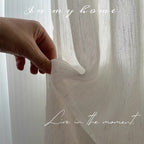 French double-layer cream color linen yarn balcony living room curtain semi-shading transparent gauze curtain floor window