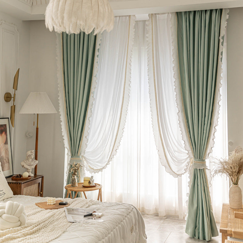 French Mulberry Silk Romantic Princess Lace Curtain Fabric High Precision Silk High Temperature Shaped Curtain Finished Products
