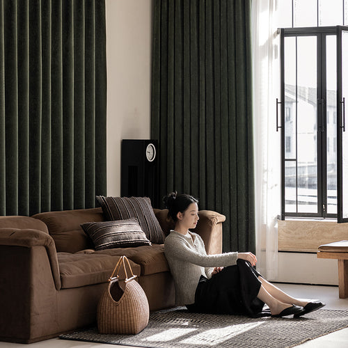 2025 New Chenille Herringbone Pattern Curtains Modern Simple High-End Bedroom Living Room High Blackout Curtains Customization