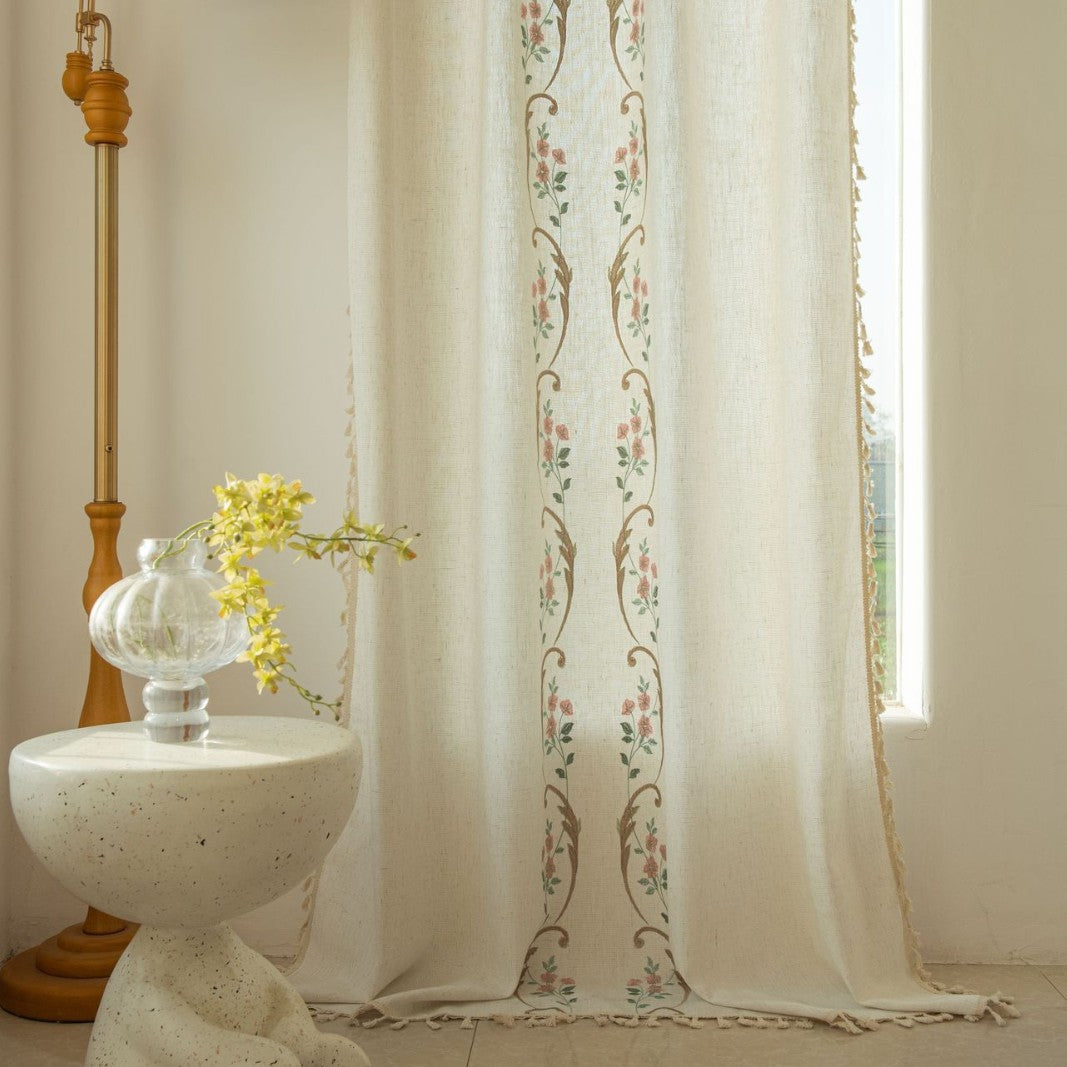 Curtain Transparent and Impermeable American Country Pastoral Curtain Living Room Balcony Bedroom Decoration
