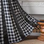 Curtain country style Curtain Finished Printed Hollow Stitching American Style Kitchen Curtain Semi-Shading Curtain Tassel