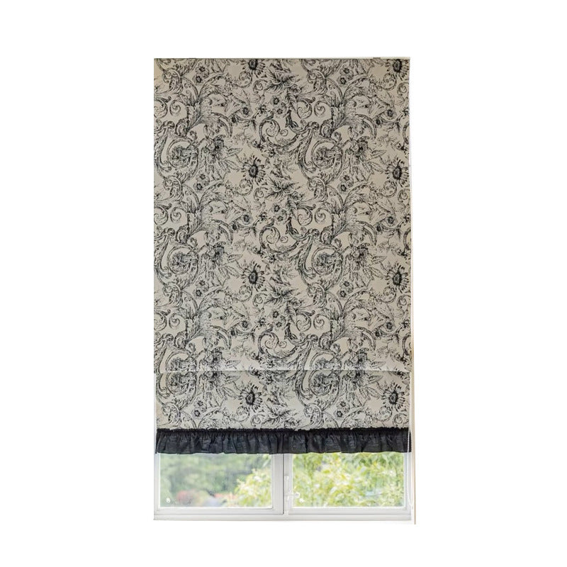 2025 New Light French Style American Style Fresh Green Chenille Shading Roman Curtain Study Lifting Curtain
