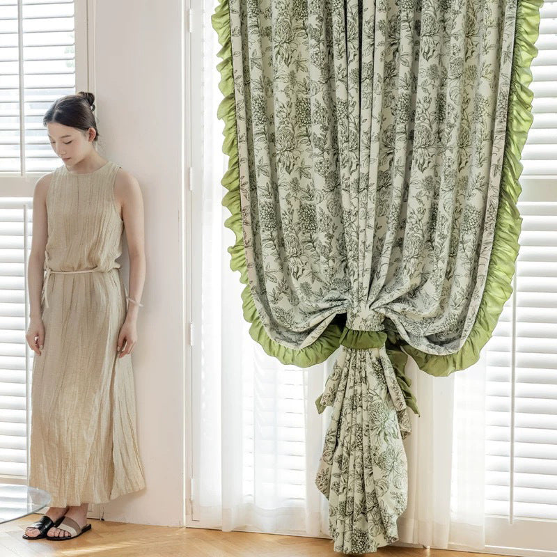 2025 New Arrival Middle French Style Chenille Jacquard Curtain Blackout Retro Bedroom Living Room Advanced Sense Tasha Garden