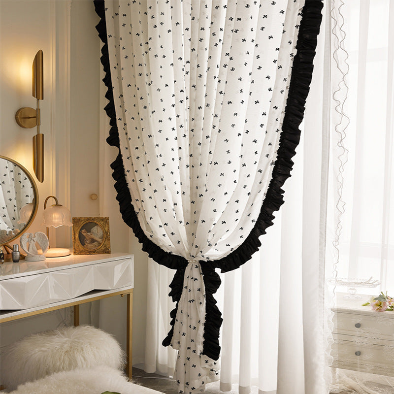 Hepburn style French retro romantic Chanel style lace curtain design sense window screen curtain sweet girl room curtain