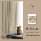 2025 New Chenille Herringbone Pattern Curtains Modern Simple High-End Bedroom Living Room High Blackout Curtains Customization