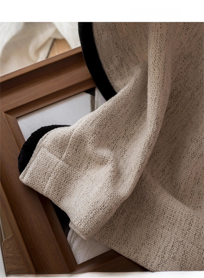 80% Black out Light French Middle Ancient Nanyang American Black Edge Yarn-dyed Chenille Living Room Curtain Cream Autumn Well Curtain Fabric Finished