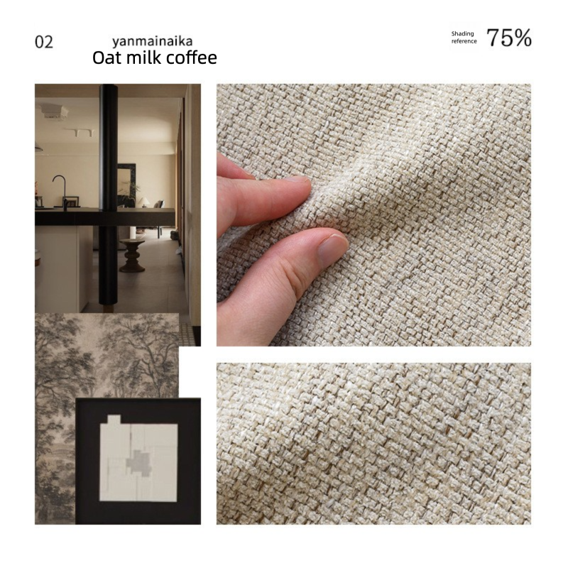 80% Black out Light French Middle Ancient Nanyang American Black Edge Yarn-dyed Chenille Living Room Curtain Cream Autumn Well Curtain Fabric Finished