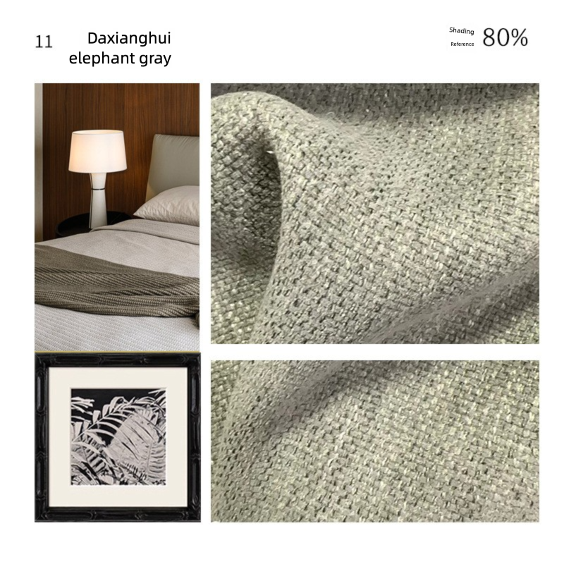 80% Black out Light French Middle Ancient Nanyang American Black Edge Yarn-dyed Chenille Living Room Curtain Cream Autumn Well Curtain Fabric Finished