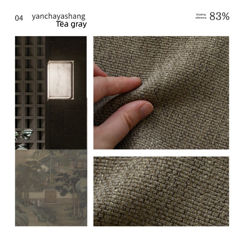 80% Black out Light French Middle Ancient Nanyang American Black Edge Yarn-dyed Chenille Living Room Curtain Cream Autumn Well Curtain Fabric Finished