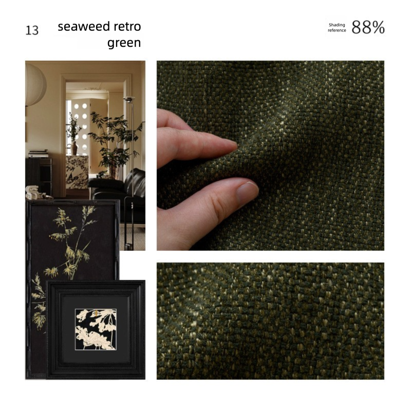 80% Black out Light French Middle Ancient Nanyang American Black Edge Yarn-dyed Chenille Living Room Curtain Cream Autumn Well Curtain Fabric Finished
