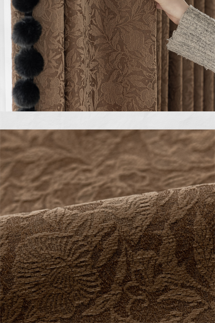 2025 New Rose Flower French Mid-Century Style Curtains High-End Chenille Blackout High-End Sense Shaoxing Keqiao Customization